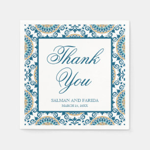 Elegant Blue Persian Mosaic Wedding Napkins