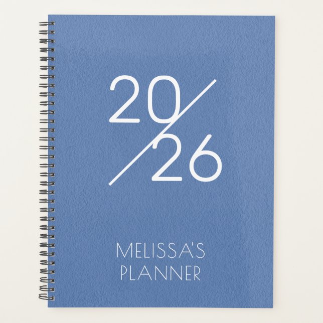 Elegant Blue Personalized 2026 Planner (Front)