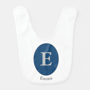 Elegant Blue Personalized Monogram Baby Bib