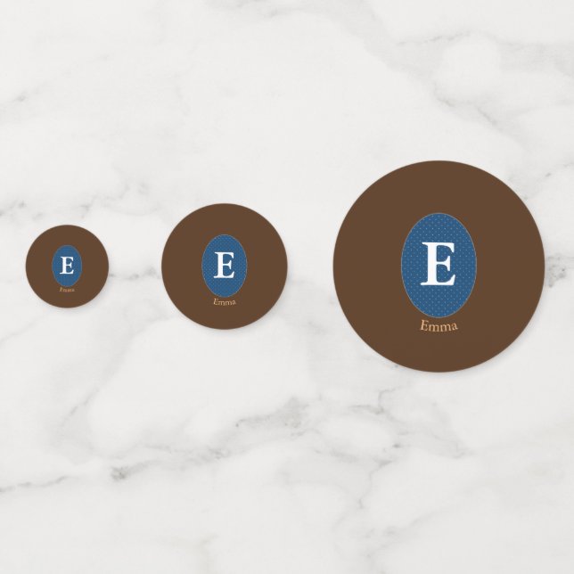 Elegant Blue Personalized Monogram Confetti (Fronts)