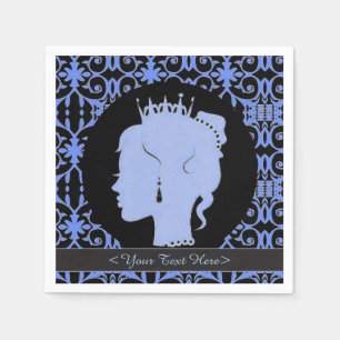 Elegant Blue Personalized Princess Party Napkins
