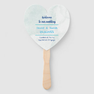 Elegant Blue Personalized Wedding Program Hand Fan
