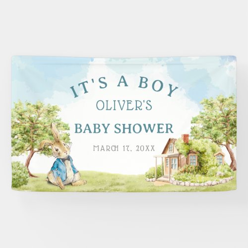 Elegant Blue Peter The Rabbit Boy Baby Shower Banner