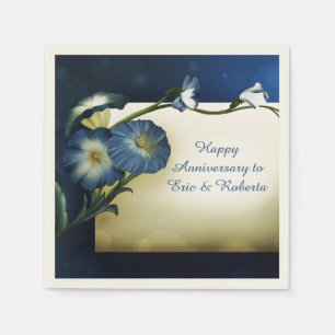 Elegant Blue Petunias Special Occasion Personalize Napkins