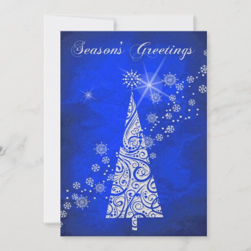 Elegant Blue Photo Template Christmas Card