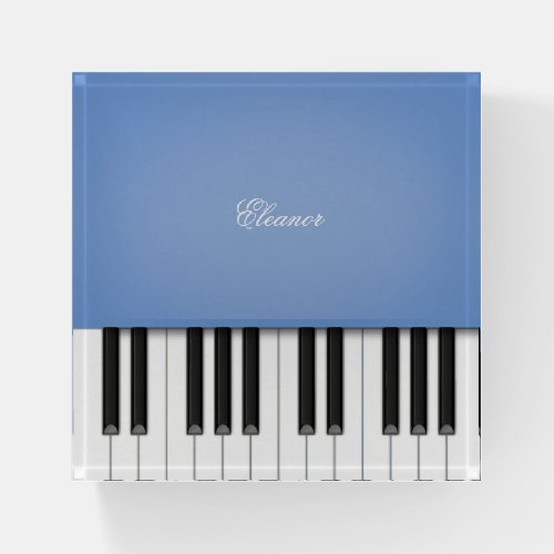 Elegant Blue Piano with Custom Name or Quote Paperweight