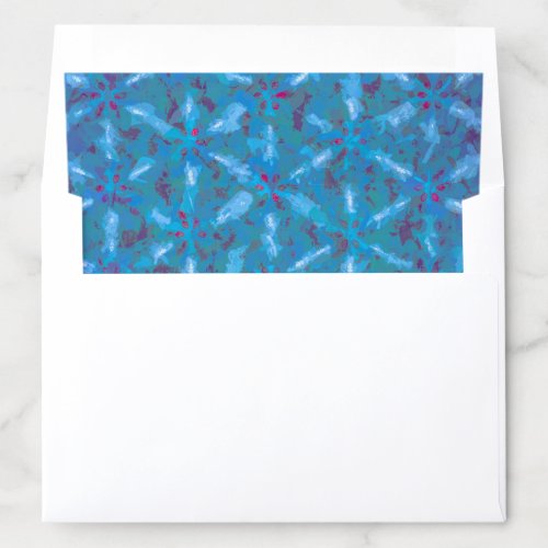 Elegant Blue Pink Abstract Watercolor Wedding Envelope Liner