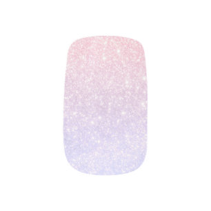Elegant Blue Pink Glitter  Minx Nail Art
