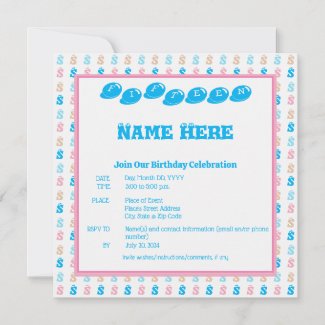 Elegant Blue Pink Monogrammed Fun Letter Pattern