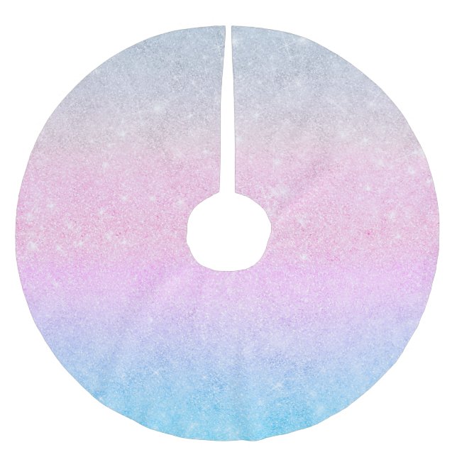 Elegant Blue Pink Silver Glitter Design Brushed Polyester Tree Skirt (Front)