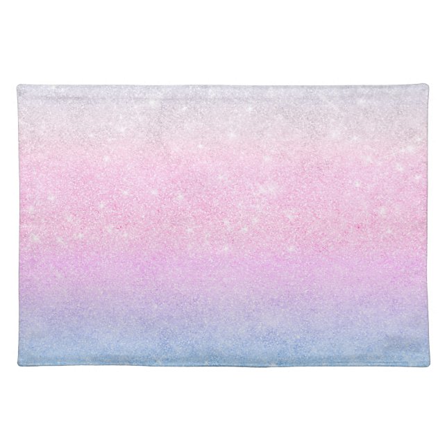 Elegant Blue Pink Silver Glitter Design Cloth Placemat (Front)