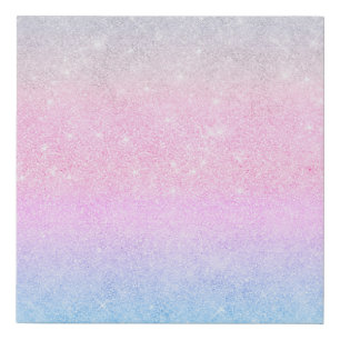 Elegant Blue Pink Silver Glitter Design Faux Canvas Print