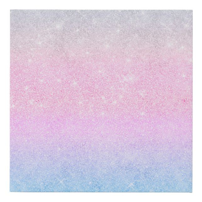 Elegant Blue Pink Silver Glitter Design Faux Canvas Print (Front)
