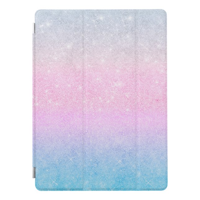 Elegant Blue Pink Silver Glitter Design iPad Pro Cover (Front)