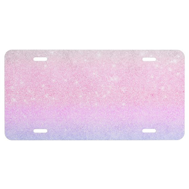 Elegant Blue Pink Silver Glitter Design License Plate (Front)