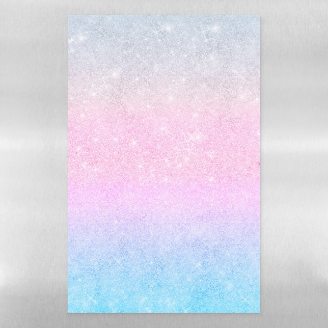 Elegant Blue Pink Silver Glitter Design Magnetic Dry Erase Sheet (Vertical)