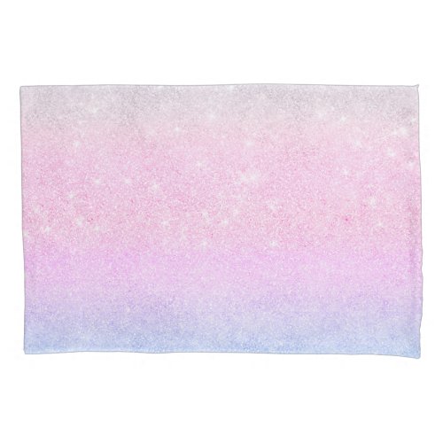 Elegant Blue Pink Silver Glitter Design Pillow Case