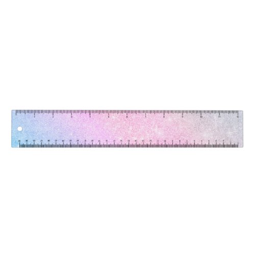 Elegant Blue Pink Silver Glitter Design Ruler