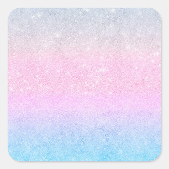 Elegant Blue Pink Silver Glitter Design Square Sticker (Front)