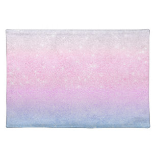 Elegant Blue Pink Silver Glitter Gradient Design Cloth Placemat