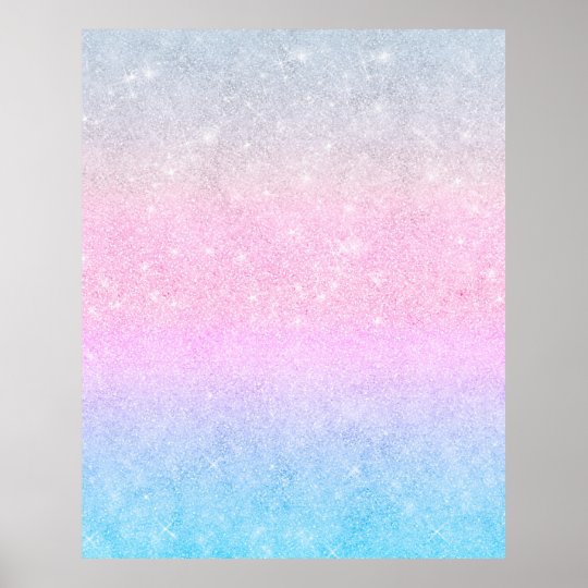 Elegant Blue Pink Silver Glitter Gradient Design Poster | Zazzle.com