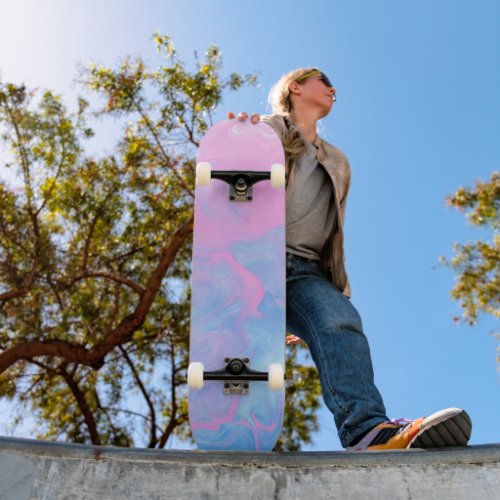 Elegant Blue Pink Silver Gradient Design Skateboard