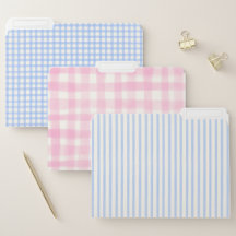 Elegant Blue Pink Stripes Gingham