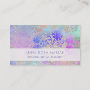*~* Elegant Blue Pink Vintage Antique Aged Damask Business Card