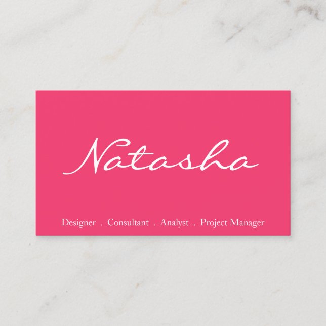 Elegant Blue Pink White Script Font Business Card (Front)