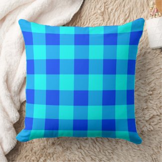 Elegant Blue Plaid Decorative Throw Pillow