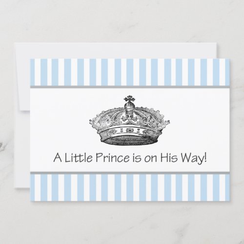Elegant Blue Prince Baby Boy Shower Custom Invitation