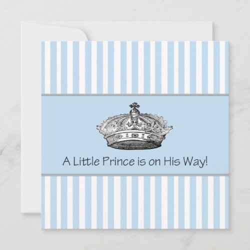 Elegant Blue Prince Baby Boy Shower Custom Invites