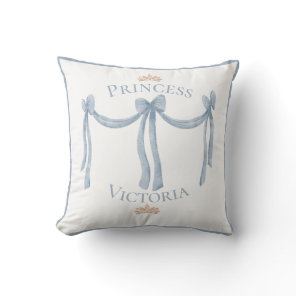 Elegant Blue Princess Name Crowns Satin Girly Throw Pillow