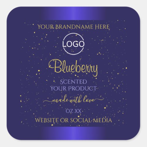 Elegant Blue Product Labels Soft Gold Glitter Logo