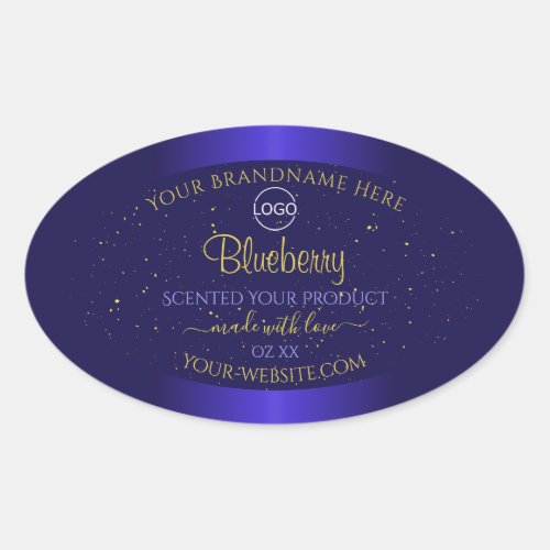 Elegant Blue Product Labels Soft Gold Glitter Logo