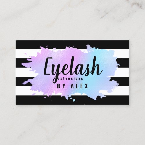 Elegant blue  purple eyelash extensions business card