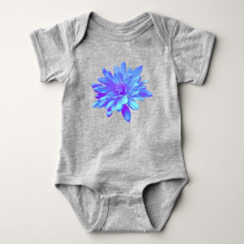 Elegant blue purple floral flower  baby bodysuit