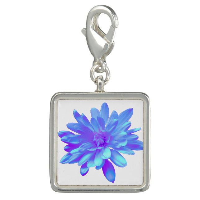 Elegant blue purple floral flower  charm (Front)