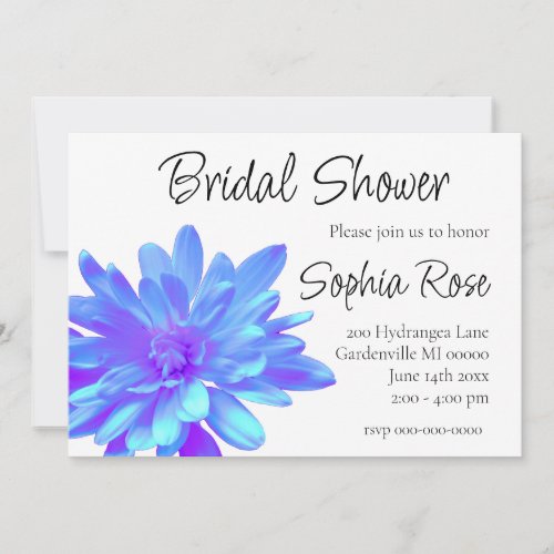 Elegant blue purple floral flower  invitation