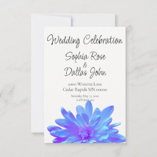 Elegant blue purple floral flower  invitation