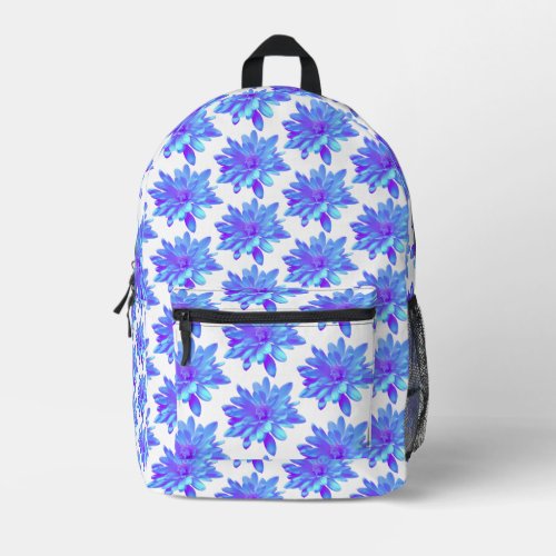 Elegant blue purple floral flower  printed backpack