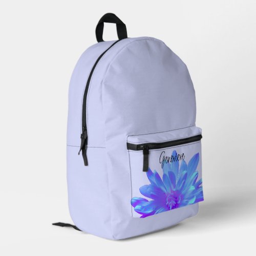 Elegant blue purple floral flower  printed backpack