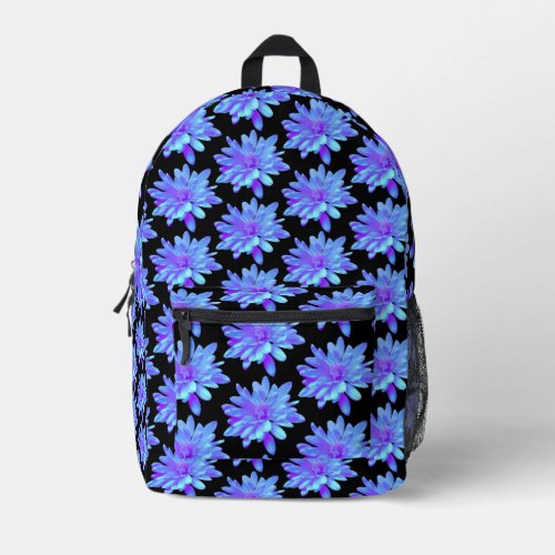 Elegant blue purple floral flower  printed backpack