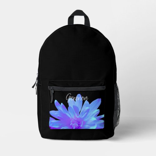 Elegant blue purple floral flower  printed backpack