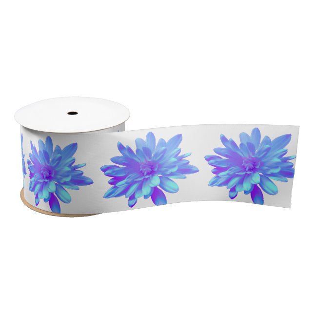 Elegant blue purple floral flower  satin ribbon (Spool)