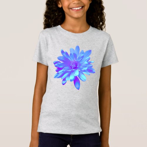 Elegant blue purple floral flower  T_Shirt