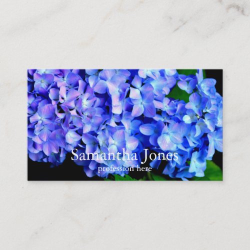 Elegant blue purple floral hydrangeas business card