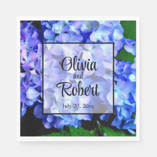 Elegant blue purple floral hydrangeas napkins