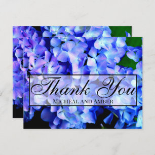 Elegant blue purple floral hydrangeas thank you card