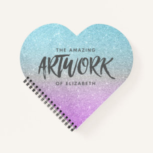 Elegant Blue Purple Glitter Artist Sketchbook Notebook